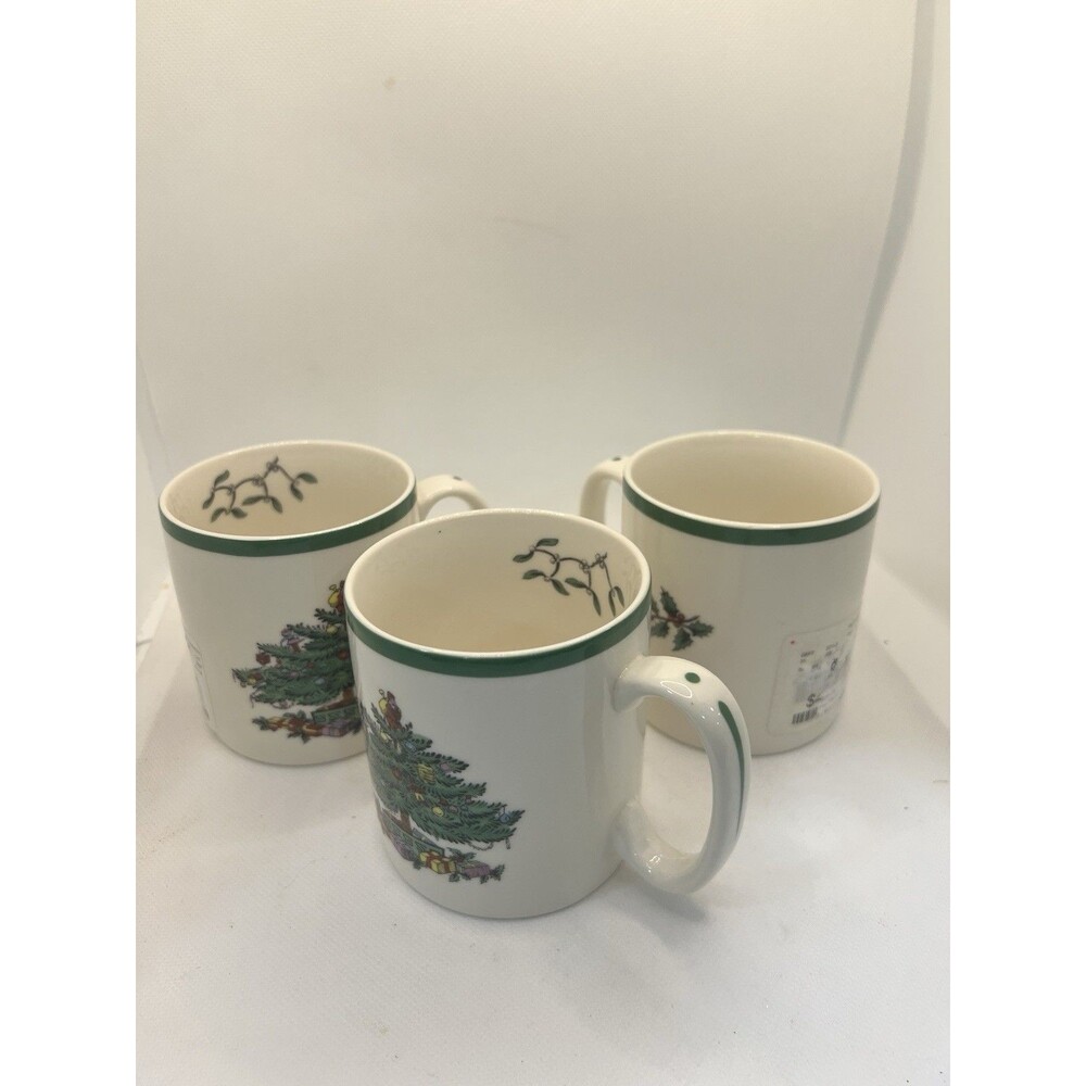 3 Spode Christmas Tree Coffee Teas Mugs #S3324-A22 new Old Stock